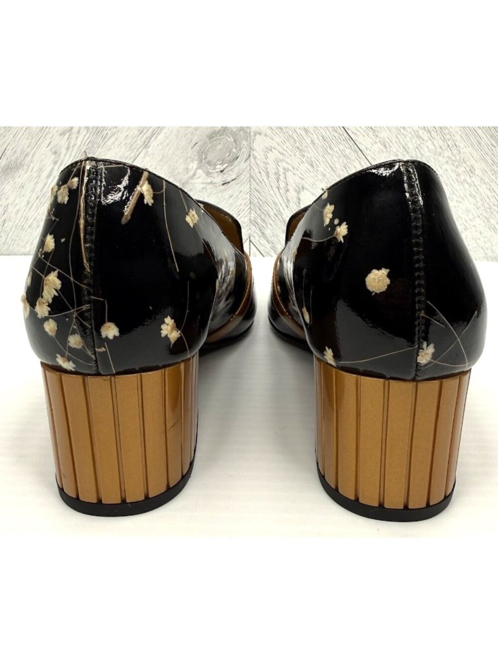 John Fluevog Gigi Effortless Womens 7 Black Floral Patent Mary Jane Pumps Y2K - Picture 6 of 14